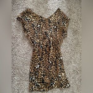 Express Leopard Print Dress with Black Underdress